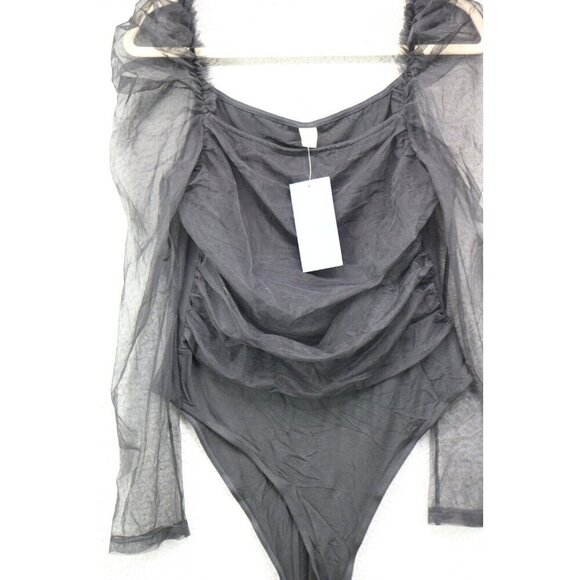 Floerns Black Long Sleeves Mesh Bodysuit-XL-Whimsigoth-Witchy-New w/Tags - Picture 2 of 14